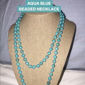 Aqua Blue Marble Beaded Necklace